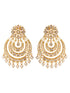 Gold Plated Contemporary Chandbali AD Studded Pearl Drop Earrings