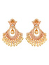 Rose Gold Plated AD Studded Modern Chandbali Pearl Drop Earrings