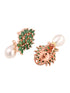 Rose Gold Plated Green AD Studded Luxourios Pearl Drop Earrings