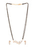 Gold Plated Black & White AD Studded & Beaded Mangalsutra Earrings