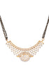 Gold Plated Black & White AD Studded & Beaded Mangalsutra Earrings