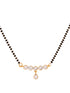 Gold Plated Black & White AD Studded & Beaded Mangalsutra Earrings
