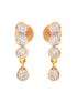 Gold Plated Black & White AD Studded & Beaded Mangalsutra Earrings