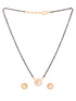 Gold Plated Black & White AD Studded & Beaded Mangalsutra Earrings