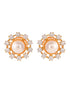 Gold Plated Black & White AD Studded & Beaded Mangalsutra Earrings