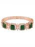 Rose Gold Plated Green Emerald Studded Statement Bracelet