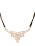 Gold Plated Black & White AD Studded & Beaded Mangalsutra Earrings