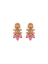 Gold Plated Red stone studded Handcrafted Leaf design Temple Jewellery Set