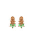 Gold Plated Green stone studded Handcrafted Leaf design Temple Jewellery Set