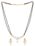 Gold Plated Black & White AD Studded & Beaded Mangalsutra Matching Earrings