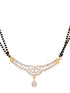 Gold Plated Black & White AD Studded & Beaded Mangalsutra Matching Earrings