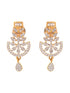 Gold Plated Black & White AD Studded & Beaded Mangalsutra Matching Earrings
