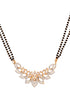 Gold Plated Black & White AD Studded & Beaded Mangalsutra Earrings