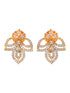 Gold Plated Black & White AD Studded & Beaded Mangalsutra Earrings
