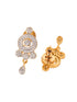 Gold Plated Black & White AD Studded & Beaded Mangalsutra Earrings