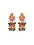 Gold Plated Kemp stone studded Temple design Necklace Green beads Jewellery set