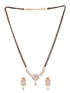 Gold Plated Black & White AD Studded & Beaded Mangalsutra Earrings