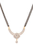 Gold Plated Black & White AD Studded & Beaded Mangalsutra Earrings