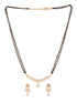 Gold Plated Black & White AD Studded & Beaded Mangalsutra Earrings