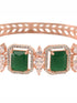 Rose Gold Plated Green Emerald Studded Statement Bracelet