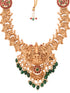 Gold Plated Multi stone studded Handcrafted Exquisite Lakshmi ji & Peaacock Design Temple Jewellery Set