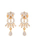 Gold Plated Black & White AD Studded & Beaded Mangalsutra Earrings