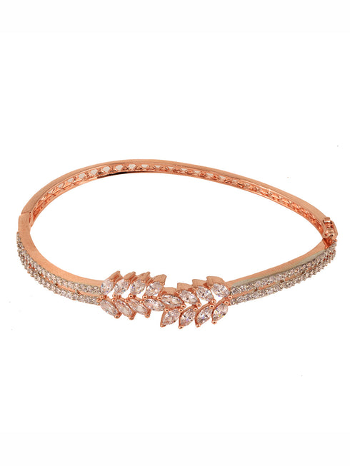 Rose Gold Plated Marquis AD Studded Kada Bracelet