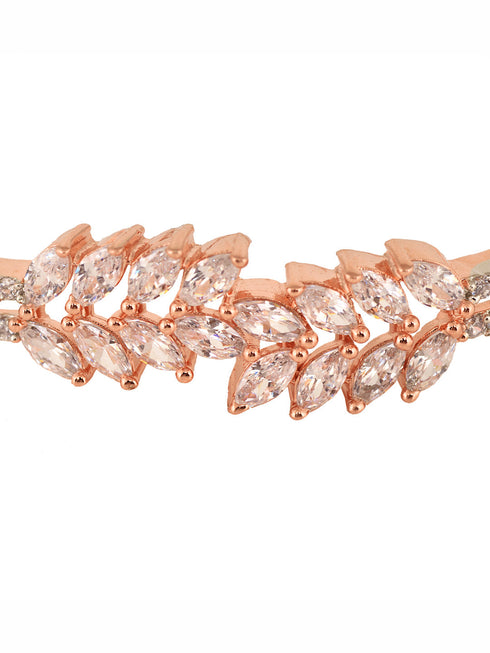 Rose Gold Plated Marquis AD Studded Kada Bracelet