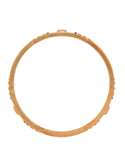 Set Of 2 Gold Plated Pink Stone Studded handcrafted Bangles