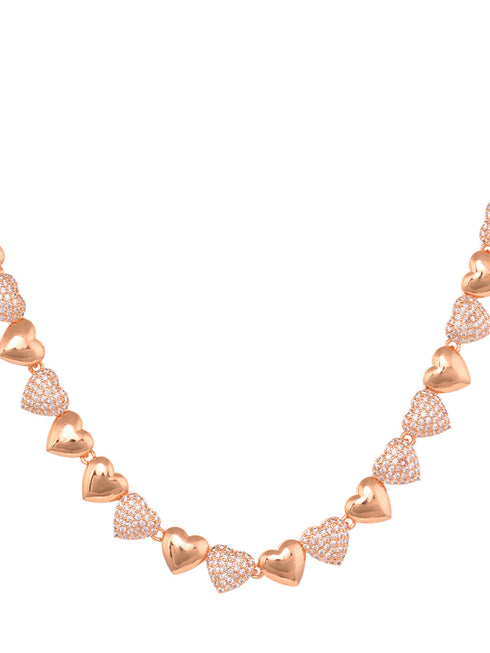 Gold Plated AD Studded Heart shaped Handcrafted Necklace Jewellery Set