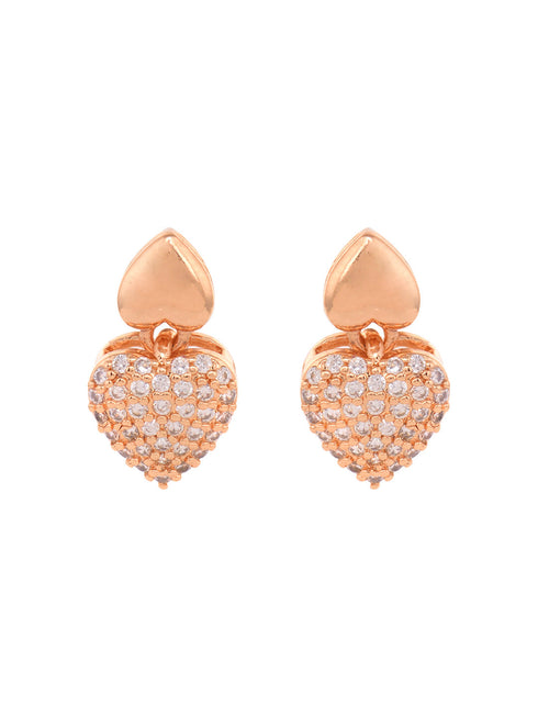 Gold Plated AD Studded Heart shaped Handcrafted Necklace Jewellery Set