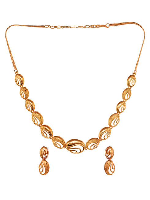Gold Plated AD Studded Oval shaped Handcrafted Necklace Jewellery Set