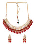 Gold Toned Kundan & Red Bead studded Handcrafted Jewellery Set