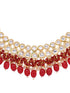 Gold Toned Kundan & Red Bead studded Handcrafted Jewellery Set