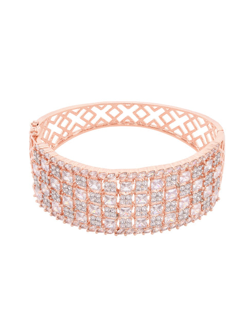 Rose Gold Plated White AD studded Handcrafted Contemporary Barcelet