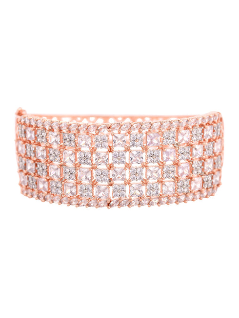 Rose Gold Plated White AD studded Handcrafted Contemporary Barcelet