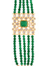 Gold Plated White Polki Green Beads Wraparound Bracelet