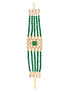 Gold Plated White Polki Green Beads Wraparound Bracelet