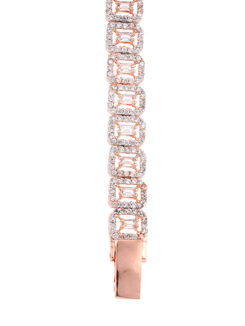 Rose Gold Plated White AD studded Tennis wraparound Bracelet