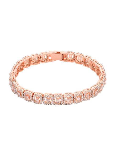 Rose Gold Plated White AD studded Tennis wraparound Bracelet