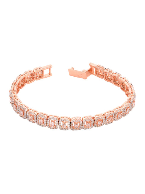Rose Gold Plated White AD studded Tennis wraparound Bracelet