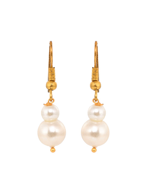 White Pearls Multi Layered Elegant Mala Jewellery Set Dropdown Earrings