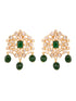 Gold Plated White Polki Green Beads Traditional Choker Jewellery Set