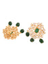 Gold Plated White Polki Green Beads Traditional Choker Jewellery Set