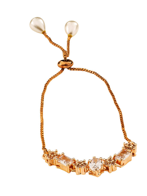 Rose Gold Plated AD Studded Designer Jewellery Set Combo