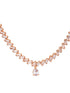 Rose Gold Plated AD Studded Zig Zag Minimal Necklace Jewellery Set