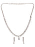 White Rhodium Plated AD Studded Zig Zag Minimal Necklace Jewellery Set