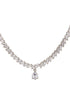 White Rhodium Plated AD Studded Zig Zag Minimal Necklace Jewellery Set