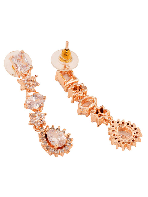 Rose Gold Plated AD Studded Designer Jewellery Set Combo