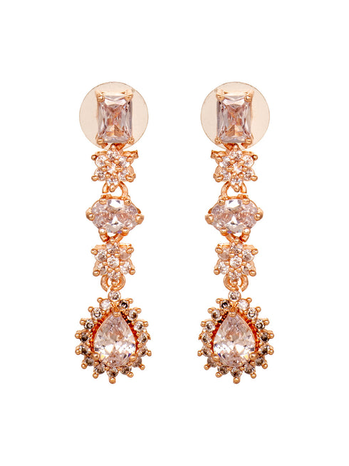 Rose Gold Plated AD Studded Designer Jewellery Set Combo